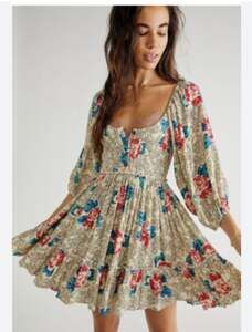 Free People Summer Picnic Printed Mini Dress